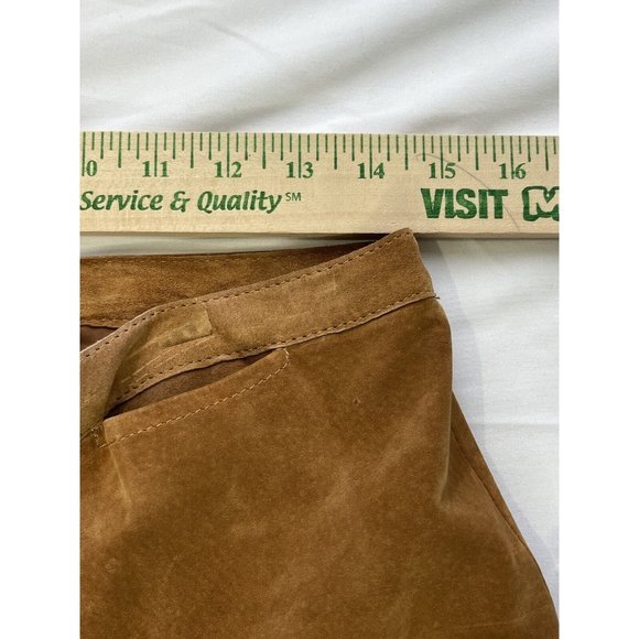 Vintage CO & EDDY Sz 8 Genuine Suede Leather Pants Straight Leg BROWN 90’s Y2K - Picture 6 of 11